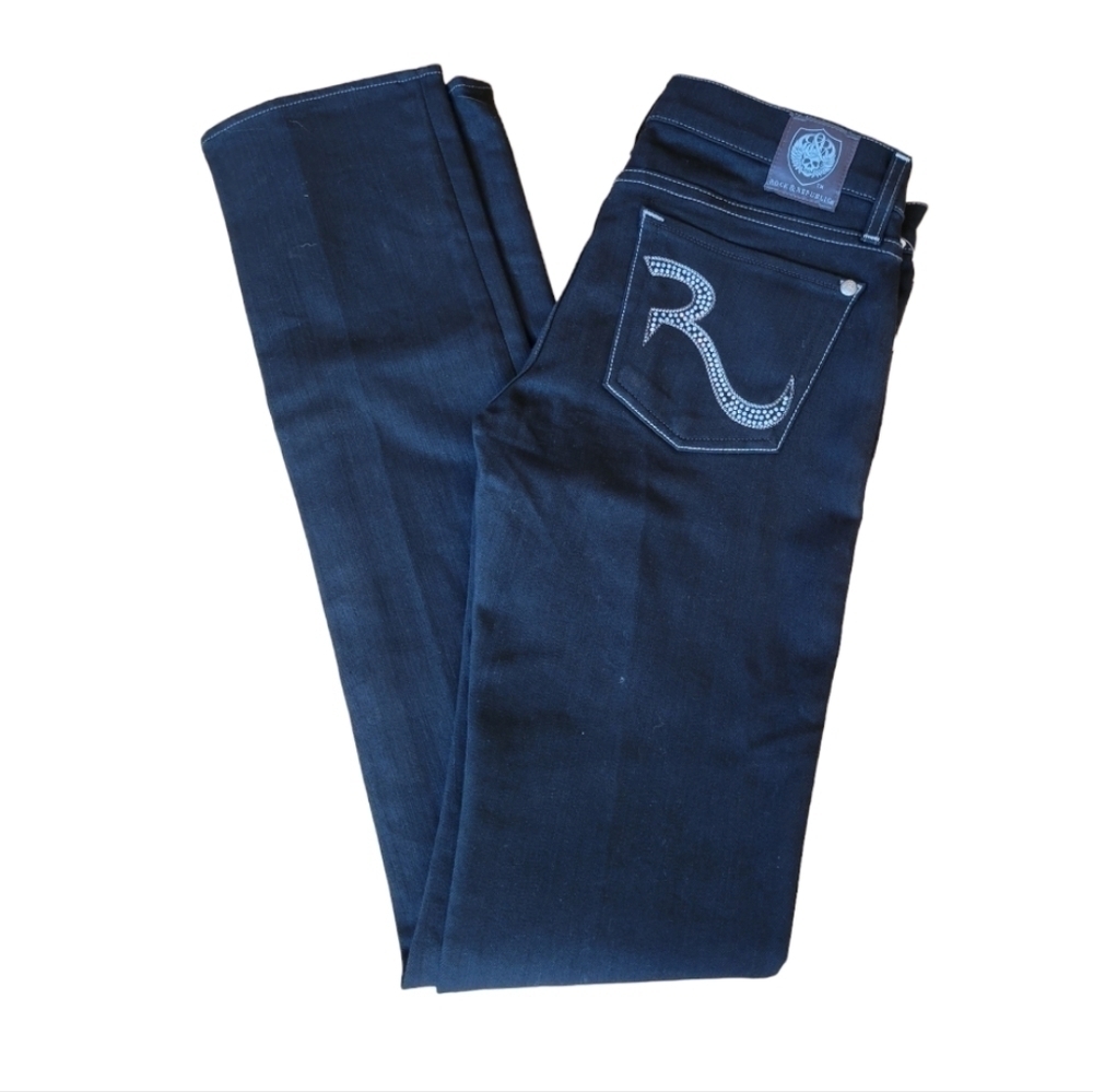 NWT Rock & Republic Blue-Black Skinny Denim Jeans Size 27